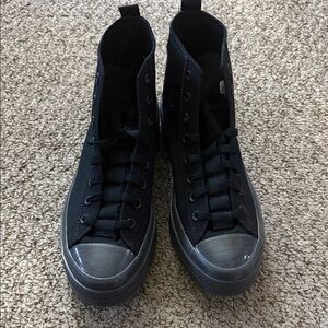Men's Black High-Top Canvas Sneakers with Rubber Toe